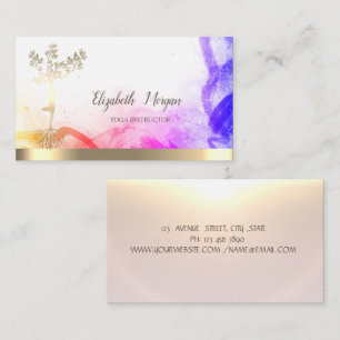 Chic Gold Tree Women Silhouette Abstract Business Card