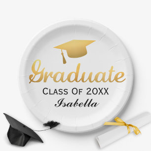 Chic Gold Trendy Graduation Party Class of 20XX Paper Plate
