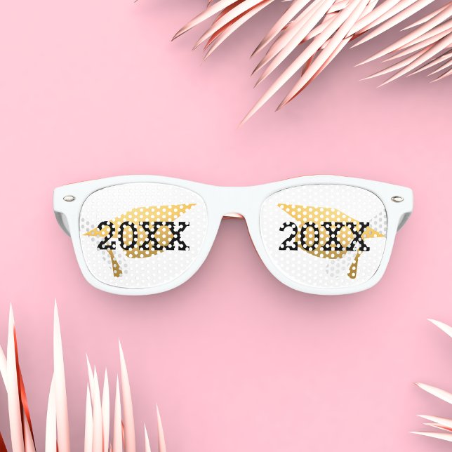 Chic Gold Trendy Graduation Party Class of 20XX Retro Sunglasses (Creator Uploaded)