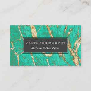 Chic Gold Turquoise Marble Pattern Business Card