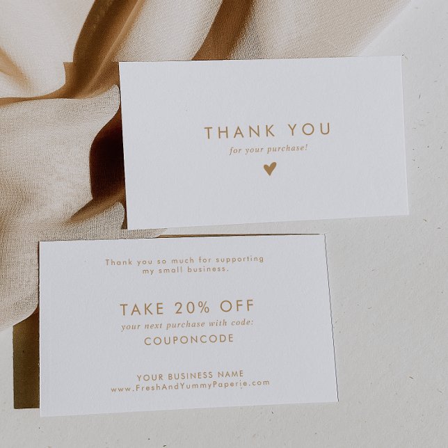 Chic Gold Typography Business Thank You Discount Card (Creator Uploaded)