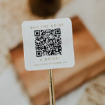 Chic Gold Typography Buy the Bride A Drink QR Code Square Sticker<br><div class="desc">This chic gold typography buy the bride a drink QR code square sticker is perfect for a simple bachelorette party or bridal shower. The simple design features classic minimalist gold and white typography with a rustic boho feel. Customisable in any colour.</div>