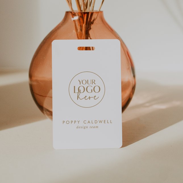 Chic Gold Typography Logo QR Code Employee ID Card Badge (Creator Uploaded)