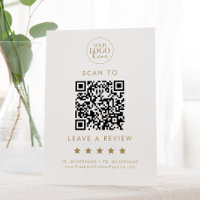 Chic Gold Typography Logo QR Code Leave A Review
