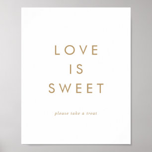 Chic Gold Typography Love Is Sweet Wedding Sign