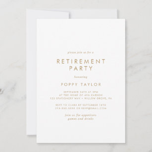 Chic Gold Typography Retirement Party Invitation