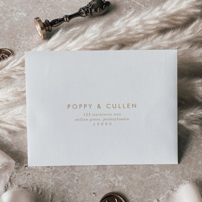 Chic Gold Typography Self-Addressed RSVP Envelope (Creator Uploaded)