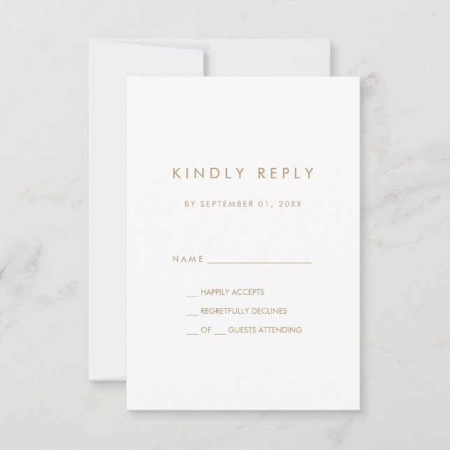 Chic Gold Typography Simple RSVP Card (Front)