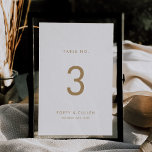 Chic Gold Typography Table Number<br><div class="desc">This chic gold typography table number is perfect for a modern wedding. The simple design features classic minimalist gold and white typography with a rustic boho feel. Customisable in any colour. Keep the design minimal and elegant, as is, or personalise it by adding your own graphics and artwork. The card...</div>