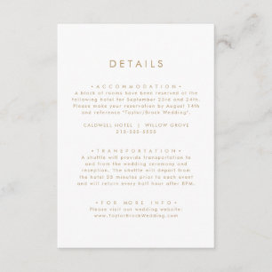 Chic Gold Typography Wedding Details Enclosure Card