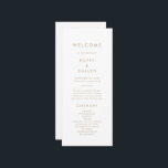 Chic Gold Typography Wedding Program Programme<br><div class="desc">This chic gold typography wedding program is perfect for a modern wedding. The simple design features classic minimalist gold and white typography with a rustic boho feel. Customisable in any colour. Keep the design minimal and elegant, as is, or personalise it by adding your own graphics and artwork. Include the...</div>