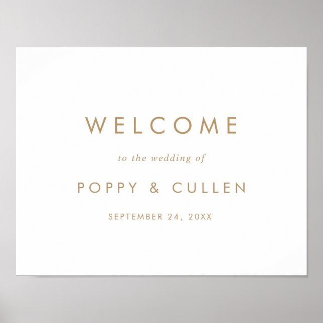 Chic Gold Typography Wedding Welcome Poster (Front)