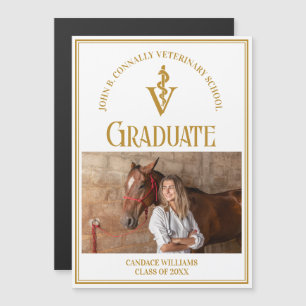 Chic Gold Veterinary School Photo Graduate Magnet