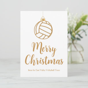 Chic Gold Volleyball Merry Christmas Custom Holiday Card