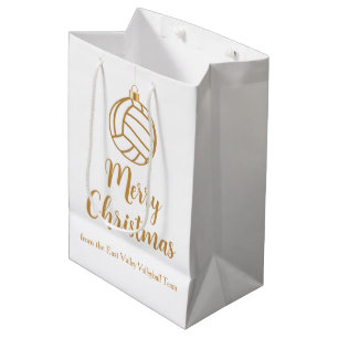 Chic Gold Volleyball Merry Christmas Custom Medium Gift Bag