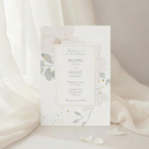 Chic Gold Watercolor Flower Wedding Invitation 