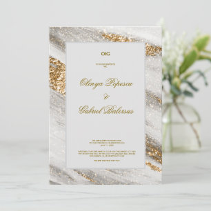 Chic Gold White Foil Wedding Invitation 