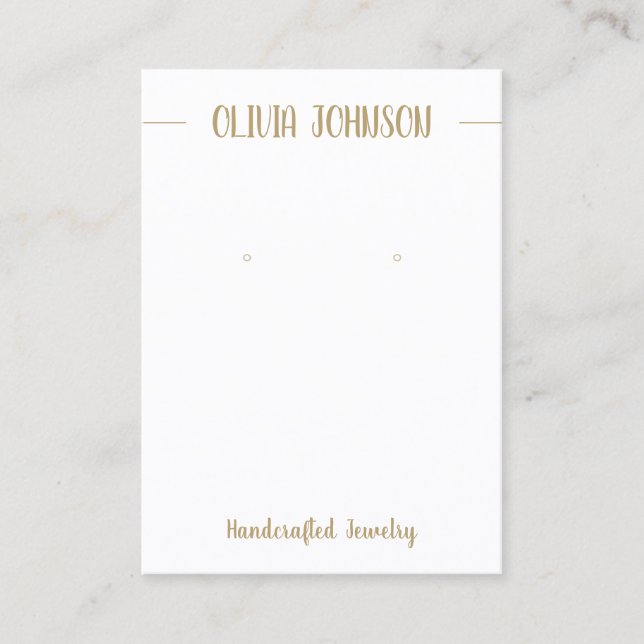 Chic Gold White Jewellery Earring Display Business Card (Front)