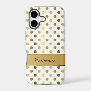 Chic Gold & White Polka Dot iPhone 7 Plus case