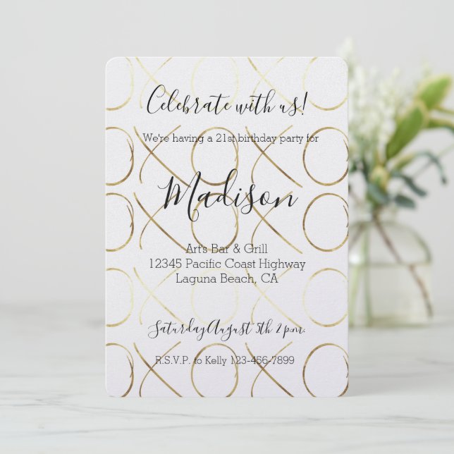 Chic Gold XOXO Invitation (Standing Front)
