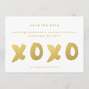 Chic Gold XOXO Simple Modern Save the Date