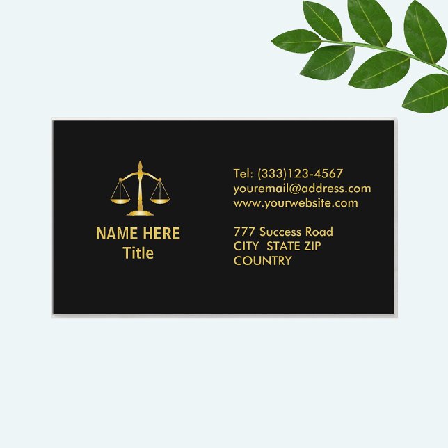 Chic Golden and Black Lawyer  Business Card (Creator Uploaded)