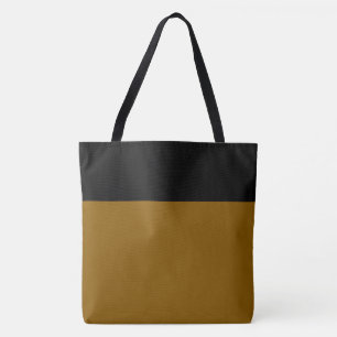 Chic Golden Brown Black Seamless Colour Block Tote Bag
