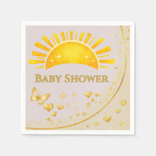 Chic Golden Butterfly Baby Shower Party Tableware  Napkin