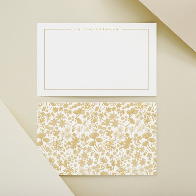Chic Golden Ditzy Floral Personalised Stationery Card (Creator Uploaded)