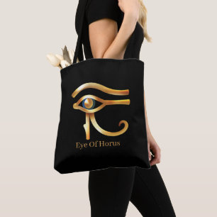 Chic Golden Eye Of Horus , Egyptian hieroglyphs Tote Bag