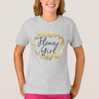 Chic Golden Floral Flower Girl