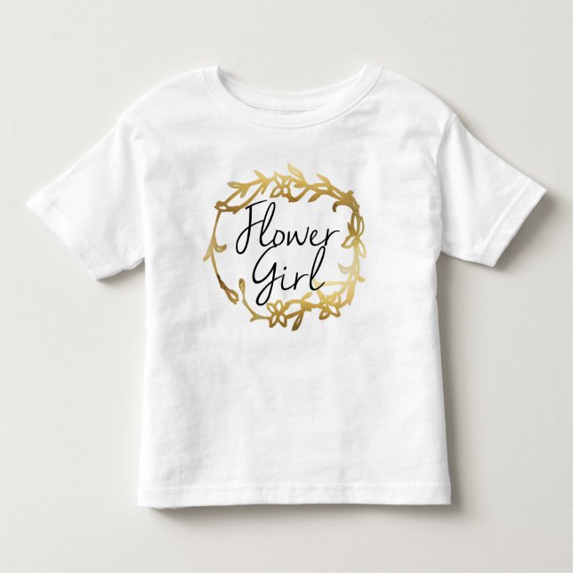Chic Golden Floral | Flower Girl Toddler T-Shirt (Front)