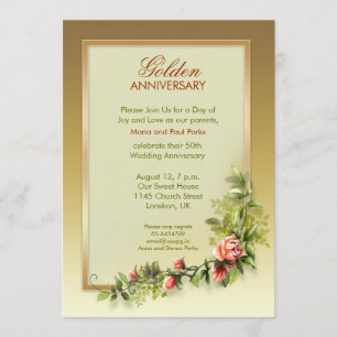 chic golden wedding anniversary - 50 invitation