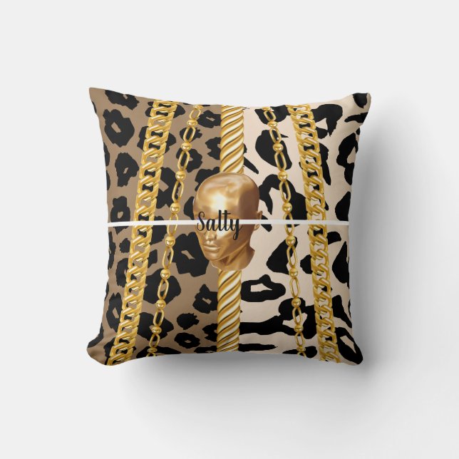 Chic Golden Wild Luxurious stylish Girly Bday Cushion (Front)