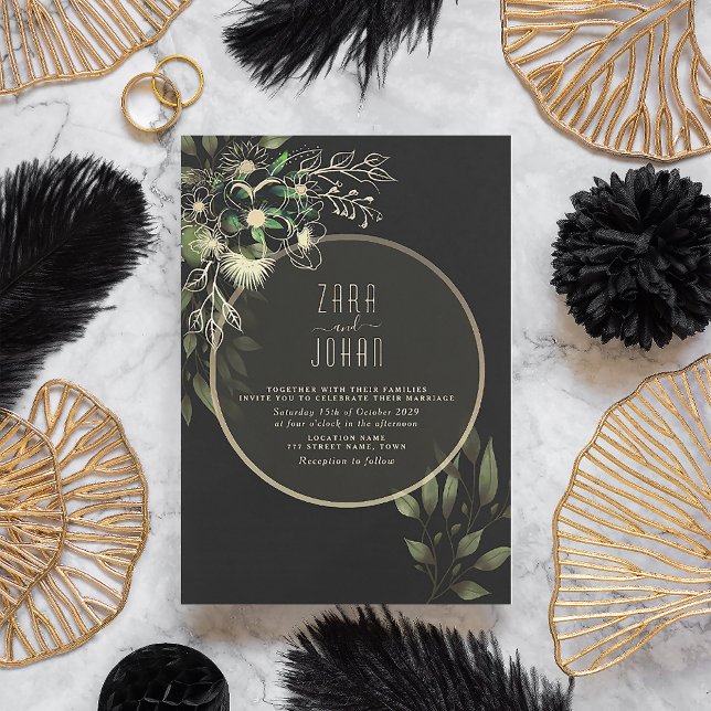 Chic Gothic Gold and Black Wedding Invitation (Creator Uploaded)