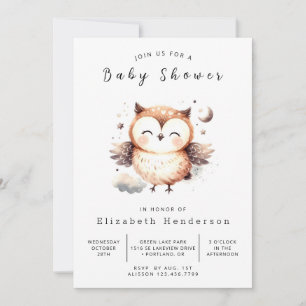 Chic Graceful Owl Baby Shower Invitation