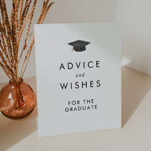 Chic Grad Cap Advice and Wishes Graduation Pedestal Sign