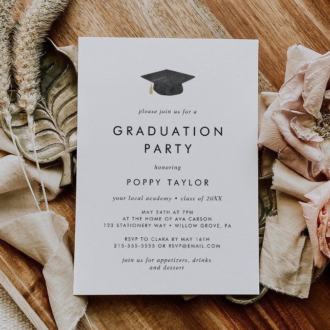 Chic Grad Cap Graduation Party Invitation (Creator Uploaded)