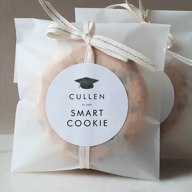 Chic Grad Cap One Smart Cookie Graduation Favour Classic Round Sticker (Creator Uploaded)