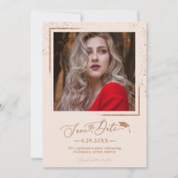 Chic Grad Party Save The Date Rose Gold Glitter