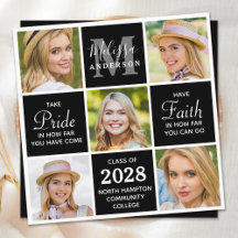 Chic Graduate 5 Photo Monogram Black Graduation 