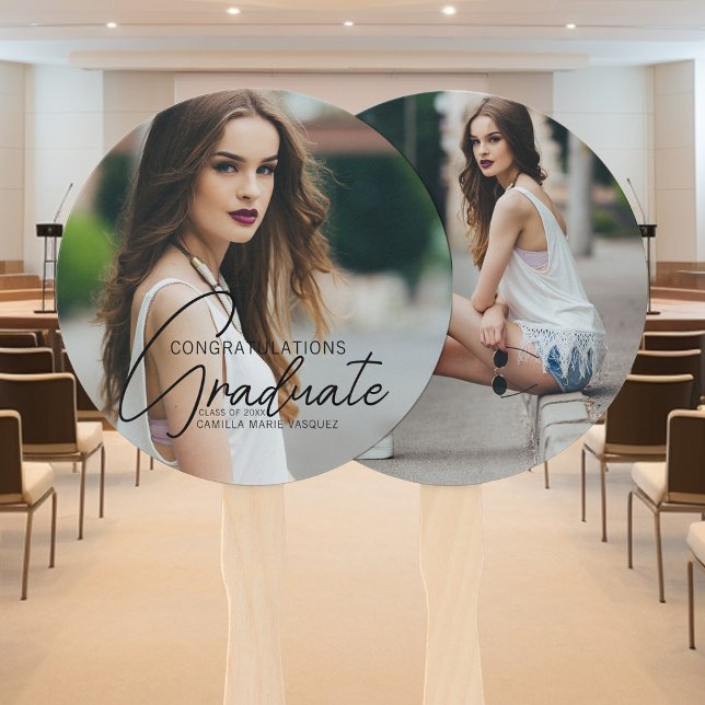 Chic Graduate Photo 2025 Graduation Party Hand Fan (Creator Uploaded)