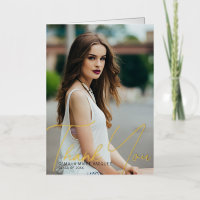 Chic Graduate Photo Graduation Thank You Gold