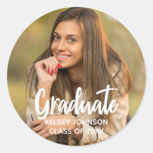 Chic Graduate Photo Modern Custom 2025 Graduation Classic Round Sticker