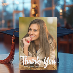 Chic Graduate Photo Modern Custom Graduation Thank You Card