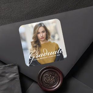 Chic Graduate Photo Personalised 2025 Party Square Sticker