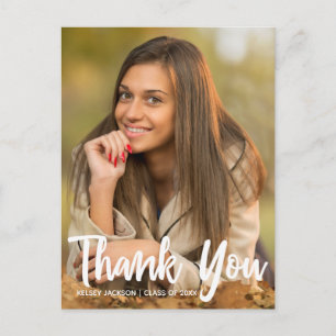 Chic Graduate Photo Thank You Graduation Postcard