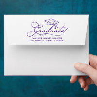 Chic Graduate Script Purple Return Address