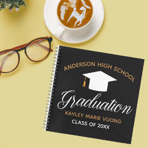 Chic Graduation Autograph Keepsake Black Guest Notebook