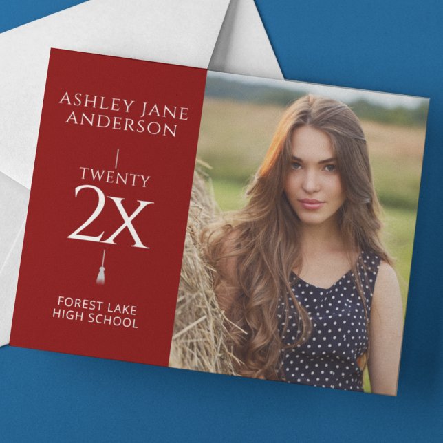 Chic Graduation Crimson Red Photo Announcement (Creator Uploaded)